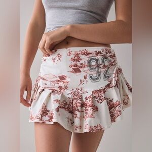 Urban Outfitters White and Red Mini Skort